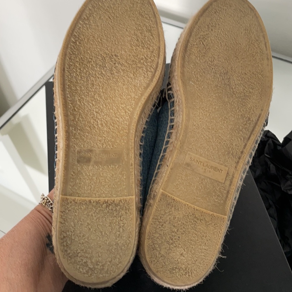 Saint Laurent espadrille denim dirty/mat Napa light blue/Nero in the box - Picture 7 of 11